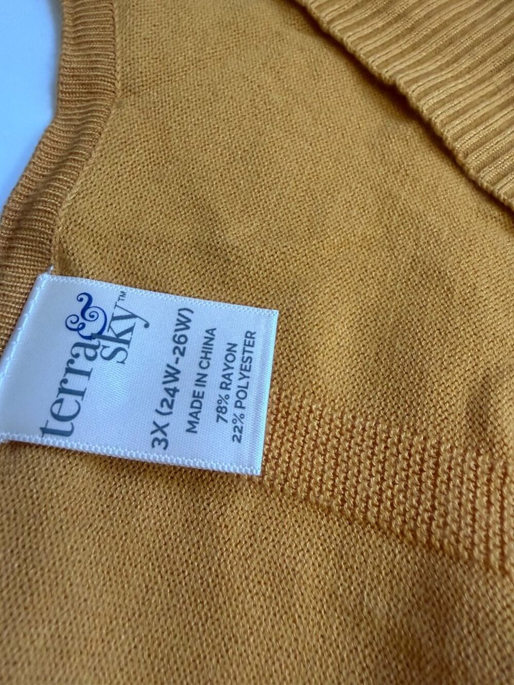 Terra & Sky Mustard Yellow Cardigan W 3X - Picture 5 of 5